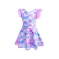 thumbnail image 4 of Hienoo Toddler Girls Tie Dye Monokini Swimsuit Swim Dress with Flutter Sleeve Bathing Suit, 4 of 8