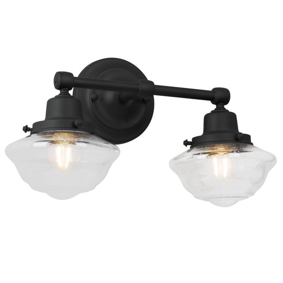 Design House Schoolhouse 2-Light Wall Sconce, Matte Black