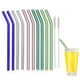 thumbnail image 1 of Paquete de 10 pajitas de vidrio reutilizables, pajitas de vidrio dobladas con 2 cepillos de limpieza, para batidos, jugos, 1 of 6