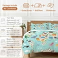thumbnail image 6 of Cute Teal Bedding Duvet Cover Set Full Size 4 Pieces Cartoon Animal Map Bird Bear Octopus Bunny Whale Bedding Set with Zipper Closure, 1 Comforter Cover 86x86 Inches 1 Flat Sheet & 2 Pillow Cases, 6 of 7
