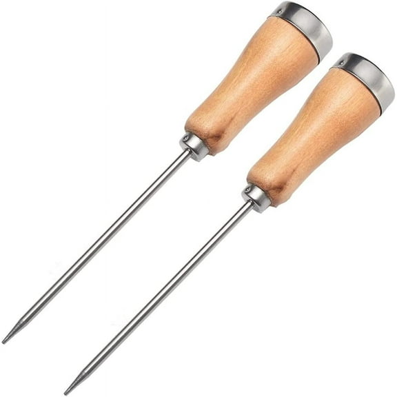 2 Pieces Ice Pick Ice Chipper Stainless Steel Ice Pick 8.46 Inch Ice Chisel Ice Hammer Tool Ice Crusher Ice Carving Tool with Wooden Handle