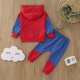 thumbnail image 3 of Gibobby Conjunto de ropa con capucha para niños Conjunto de ropa de 2 piezas para niños pequeños de invierno de manga larga con estampado de colores(Rojo,12-18 Meses), 3 of 5