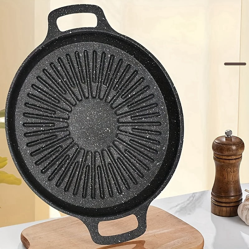 Cast Iron Korean BBQ Grill Pan Non-Stick Versatile Cookware for Indoor Grilling Suitable for Valentine'S, Thanksgiving