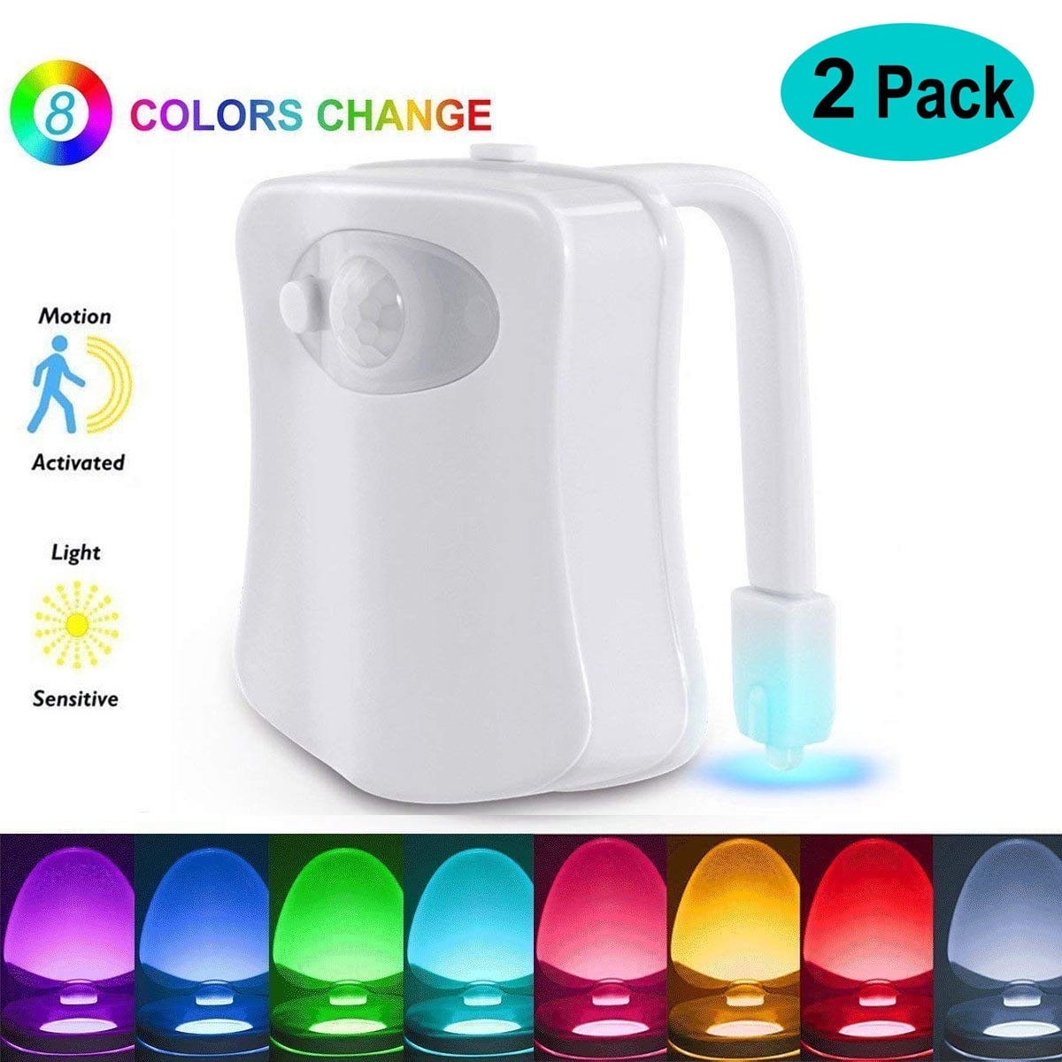 Toilet Night Light(2Pack), 8Color Led Motion Activated Toilet Seat