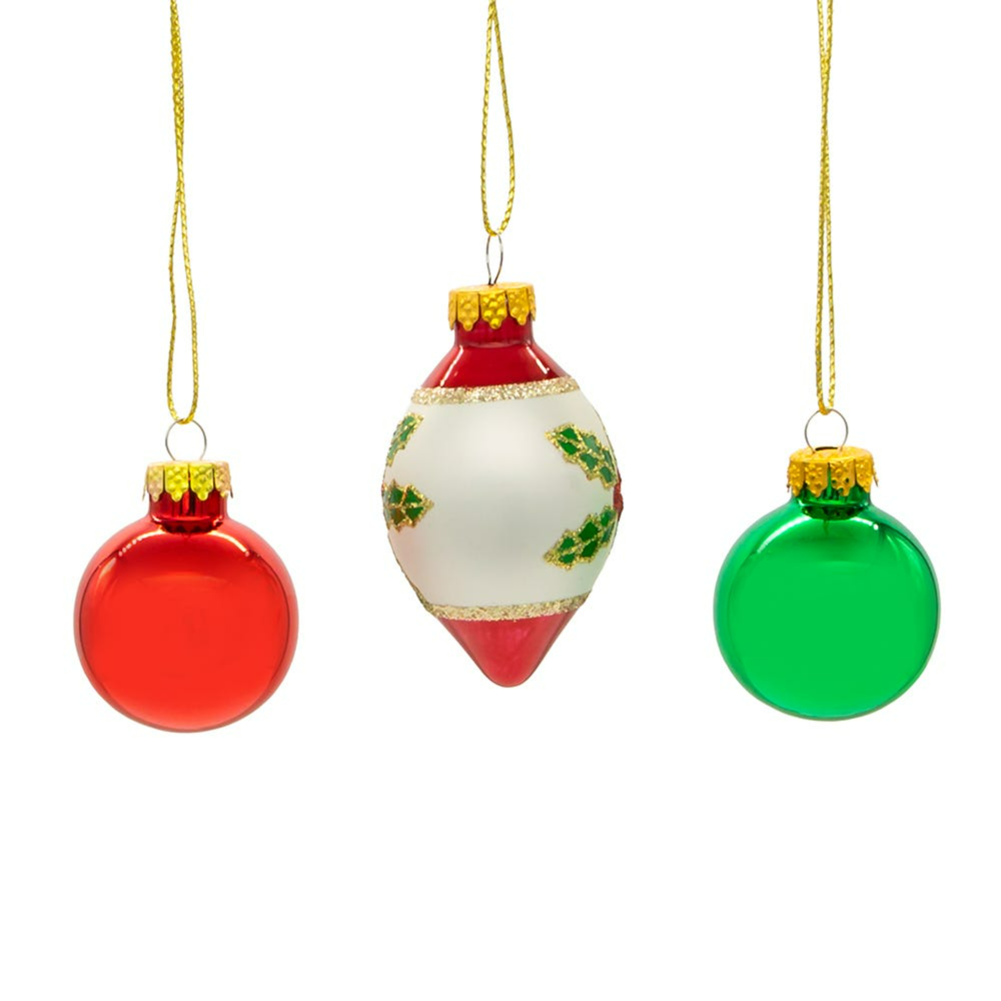 Kurt Adler Miniature Glass Ball and Finial Christmas Tree Ornament Set, Red and Green 1.5" (12-Count)