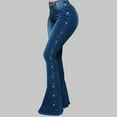 thumbnail image 2 of ShomPort Bell Bottom Jean Trouser for Women High Waisted Wide Leg Denim Pants Dress Long Pants, 2 of 5