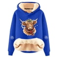 thumbnail image 4 of NinXxx Women's Cow Print Lined Soft Warm Pullover Hoodie Fashion Comfort Blue XXXXL, 4 of 4
