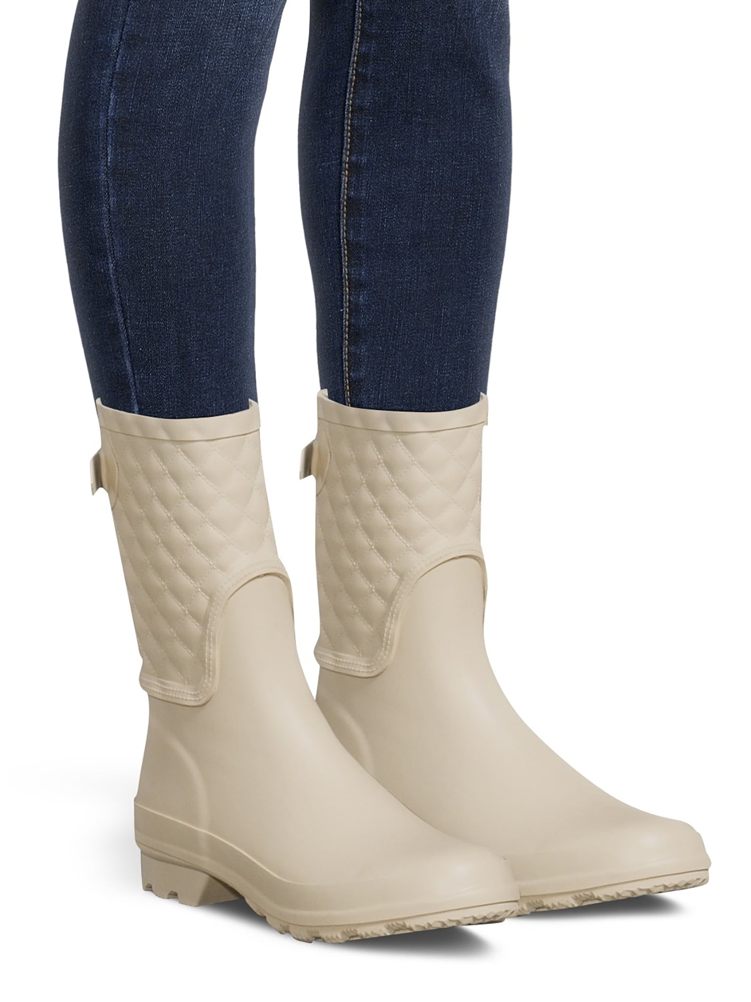 Time and Tru Women's Quilted Rain Boots with Buckle