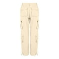 thumbnail image 5 of Ogiraw Pants for Women Sweatpants Women Cargo Pants Women Women's Solid Color Low Rise Multi Pocket Cargo Casual Trousers Beige, 5 of 7