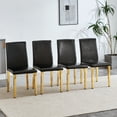 thumbnail image 3 of Set of 4 Black PU Leather Dining Chairs with Gold Metal Legs - Modern Luxury, Ergonomic Comfort, Floor Protection, 16.2"W x 18.5"D x 34.6"H - Ideal for Dining Room, Bar, Hotel, 3 of 25