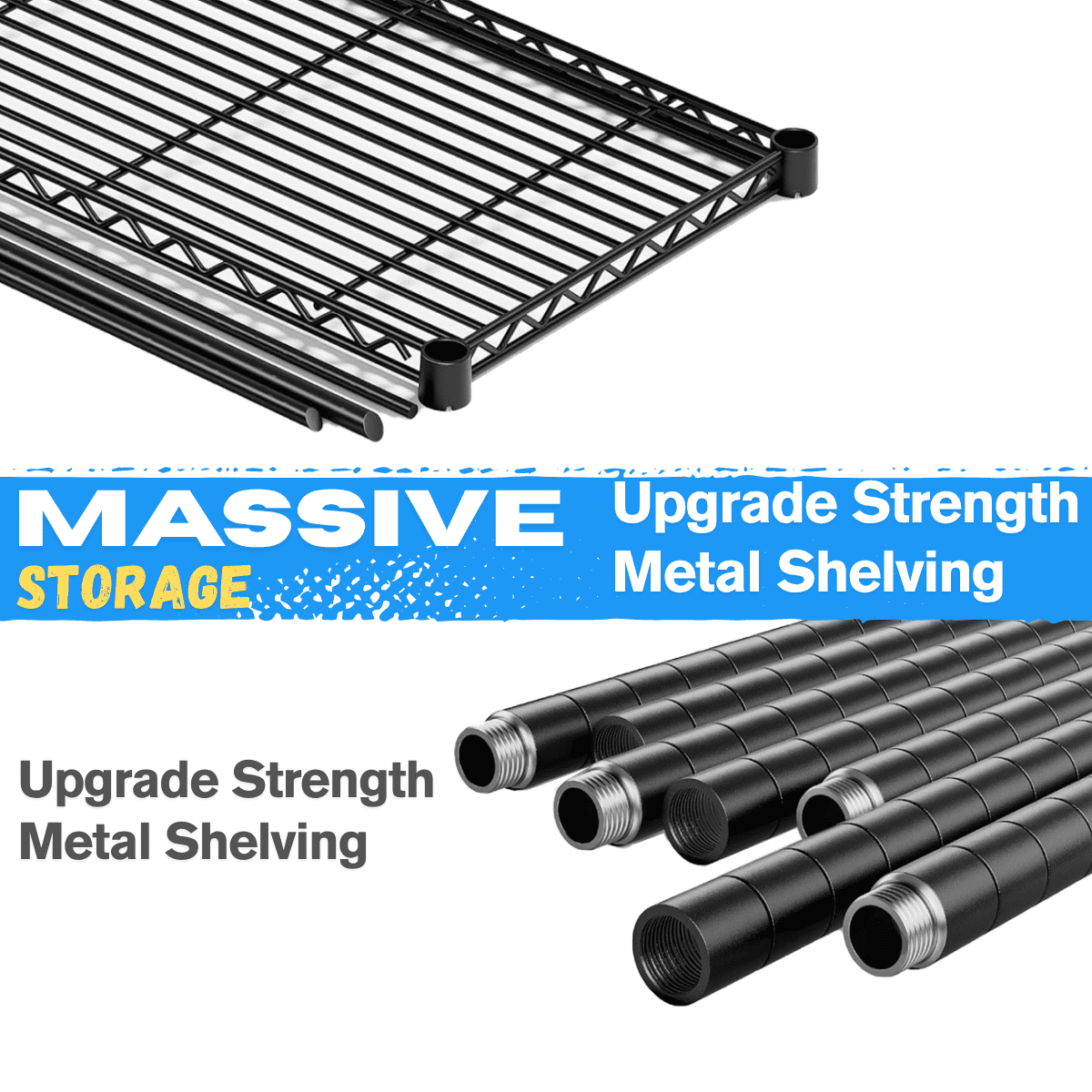 Legooin 60" x 24" x 72" Heavy Duty Garage Storage Shelf Rolling Wire Rack Height Adjustable Steel Shelves for Industrial Residential Use, Black