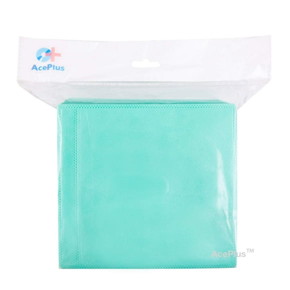 AcePlus Brand 100 Green Double-Sided Plastic Sleeves for CD/DVD Discs - Non-Woven No Holes Sleeve Holds up to 2 Discs Each