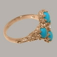 thumbnail image 4 of LBG British Made 9k Rose Gold Natural Diamond & Turquoise Womens Statement Ring - 33 size options - Size 10, 4 of 6