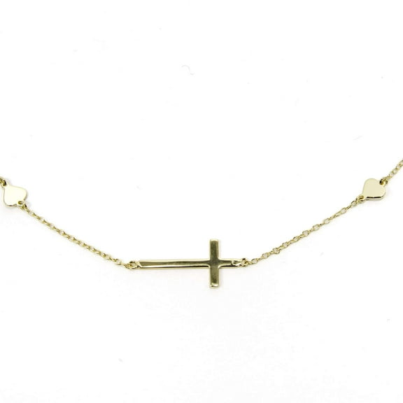 Athra Women's Sideways Cross Necklace With Extension, Gold Silver,OS - US