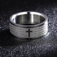 thumbnail image 2 of Anillo de acero de titanio inglés para hombres y mujeres, cruz cristiana, anillo de Biblia personalizado, anillo personalizado, anillo grabado, 2 of 4