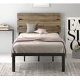 thumbnail image 4 of Sha Cerlin Twin Rustic Style Metal Platform Bed with Headboard and Metal Slats, Brown, Adults, 4 of 7