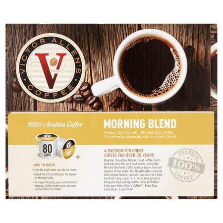 Victor Allen Coffee, Morning Blend, 80 Count (Compatible with 2.0 Keurig Brewers) best by: 04/21/2026
