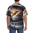 thumbnail image 3 of Rateoe Astronaut Cat Print Mens Front Pocket Hawaiian Shirts Casual Shirts Short Sleeve Button Down Beach Tropical Shirts-Medium, 3 of 5