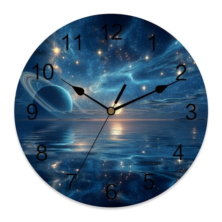 Wall Clock 14 Inch Galaxy Universes Round Silent Decorative Wall Clocks Battery Operated for Living