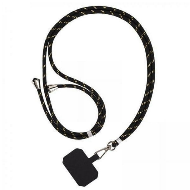 2 cordones ajustables para teléfono móvil, correa para el cuello, cuerda de mano, color negro 4 piezas