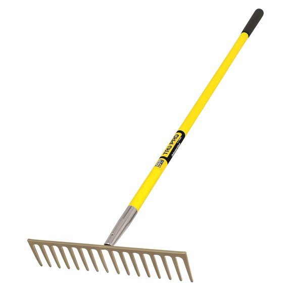 31391 Tru Pro Heavy Duty Road Rake with 16-Teeth, Fiberglass Handle, 10-Inch Grip, 60-Inch