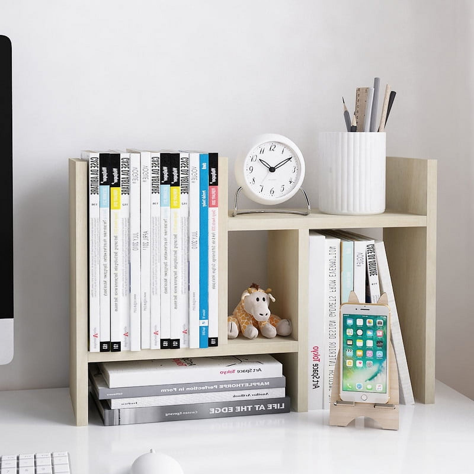 TY Arts & Culture Desktop Organizer Office Storage Rack Adjustable Wood Display Shelf