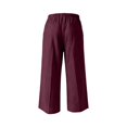 thumbnail image 5 of Bxsruta Women's Wide Leg Capri Pants Drawstring Elastic Waist Summer Casual Loose Trousers, 5 of 6