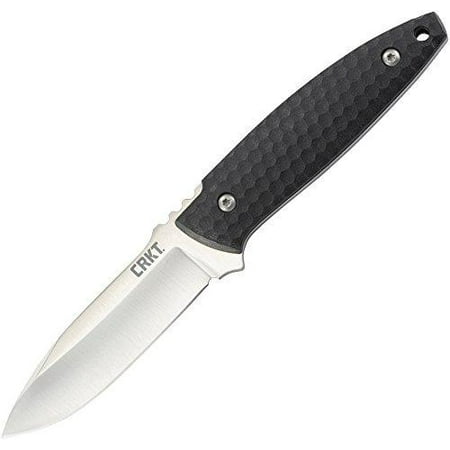CRKT Aux EDC Fixed Blade Knife with Sheath: Everyday Carry, Spear Point Blade, Friction Grooves, Textured Handle, J-Hook Belt Carry 1200 Fixed - Plain
