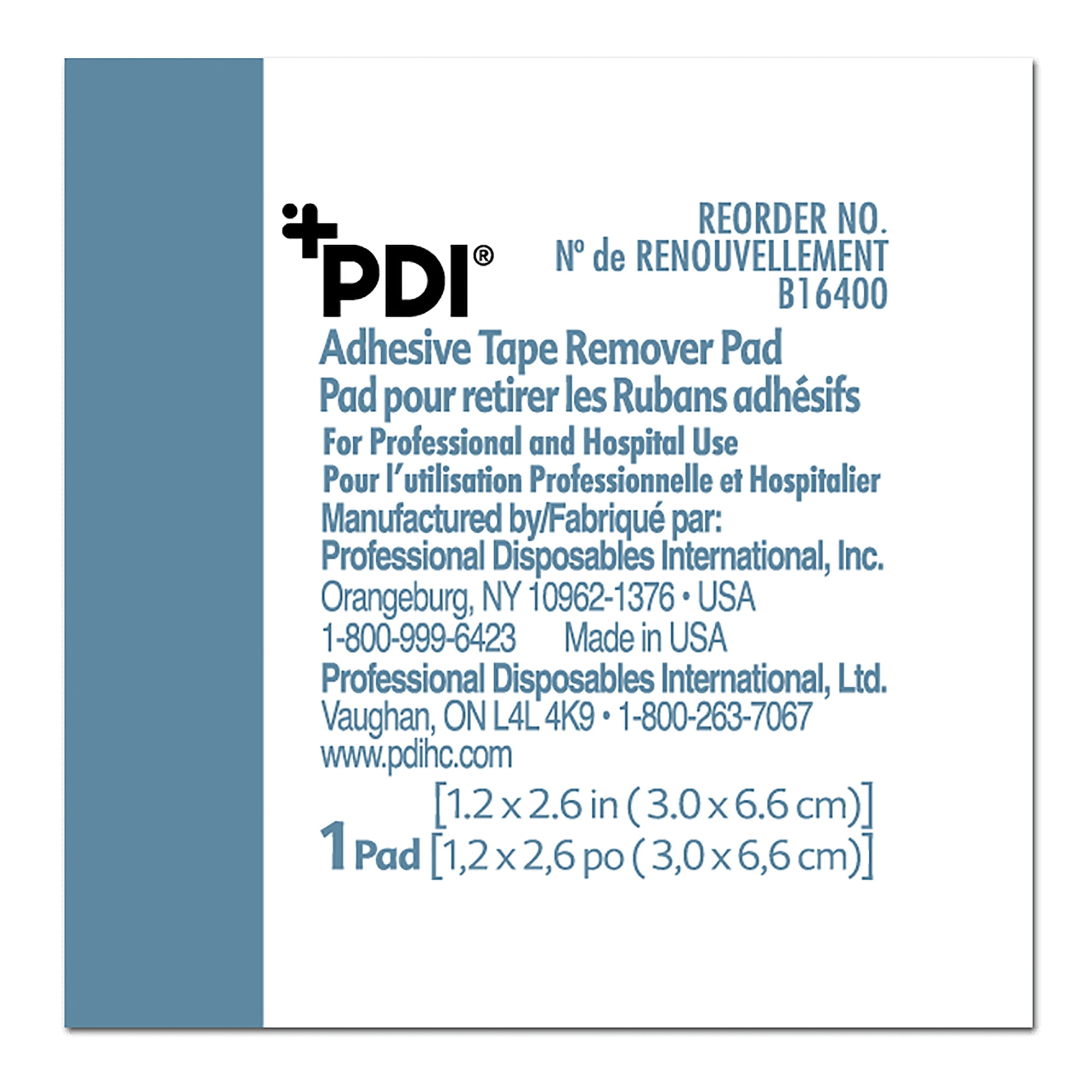 PDI Adhesive Remover Wipes for Skin, individually wrapped 1.2 x 2.6 in, 100 Wipes, 10 Packs, 1000 Total
