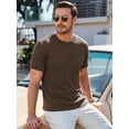 thumbnail image 2 of RICHCOIN Short Sleeve Top for Men Athletic Workout Summer Top Brown Casual Ribbed Round Neck Tee Shirt M, 2 of 7