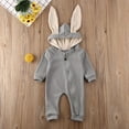 thumbnail image 2 of Gzhioc Newborn Baby Girl Outfit Solid Rabbit Ears Long Sleeve Zipper Hooded Jumpsuit Autumn Winter Clothes 1pcs, 2 of 8