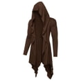 thumbnail image 2 of Ynynloco Long Hooded Cardigan Ruffle Shawl Collar Open Front Gothic Cloak Lightweight Drape Cape Overcoat with Pockets, 2 of 5