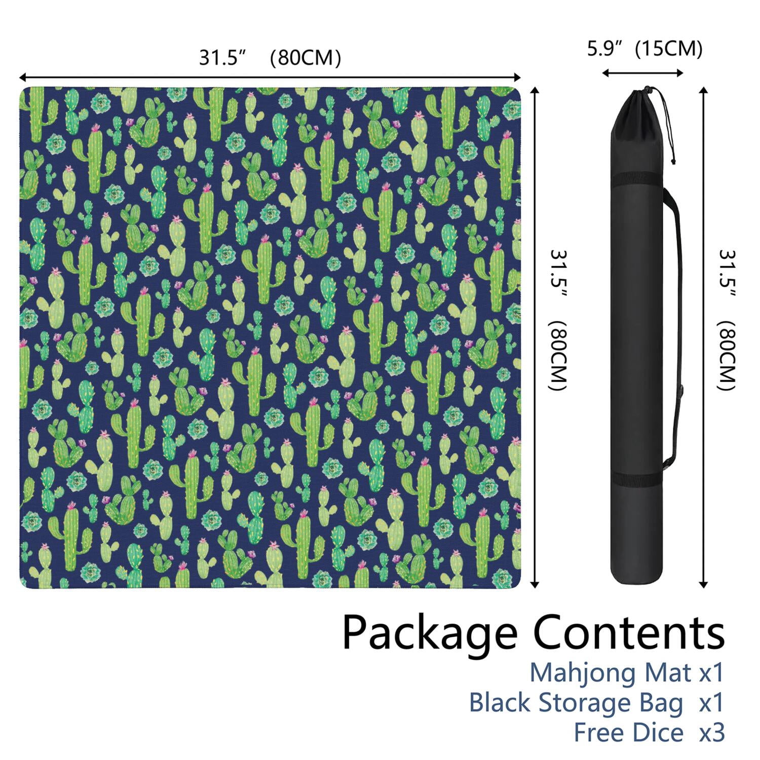 Large Square Plants Style Mahjong Mat 31.5x31.5 Inches Crafted from Durable Rubber Featuring Anti-Slip Grip Surface and Noise Dampening Technology for Multi-Game Use