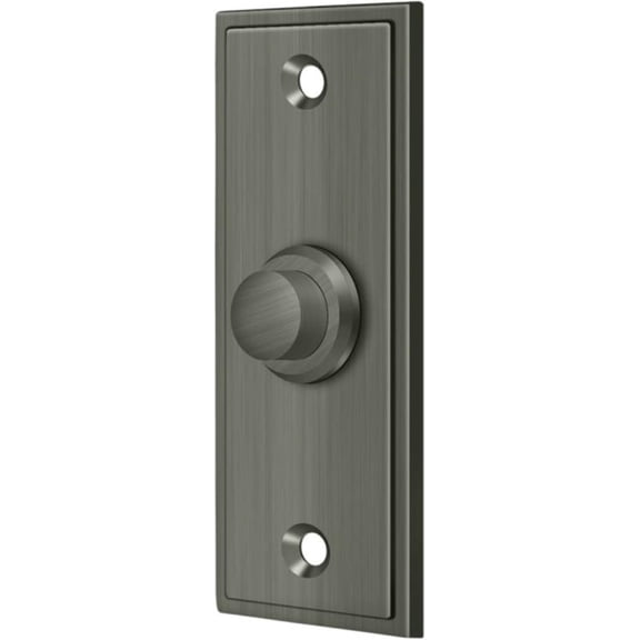 Rectangular Contemporary Bell Button, Satin Chrome