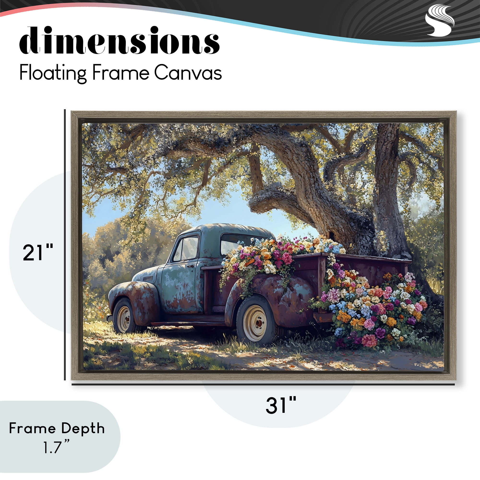 Stupell Industries Repurposed Truck Filled with Flowers Brown Framed Floater Canvas Wall Art, design by Franklyn Gregory