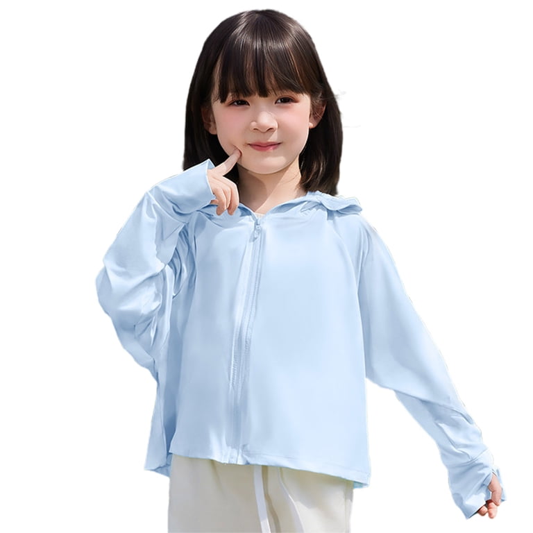 Kids Hooded Sun Protection Jacket with Thumb Holes Lightweight