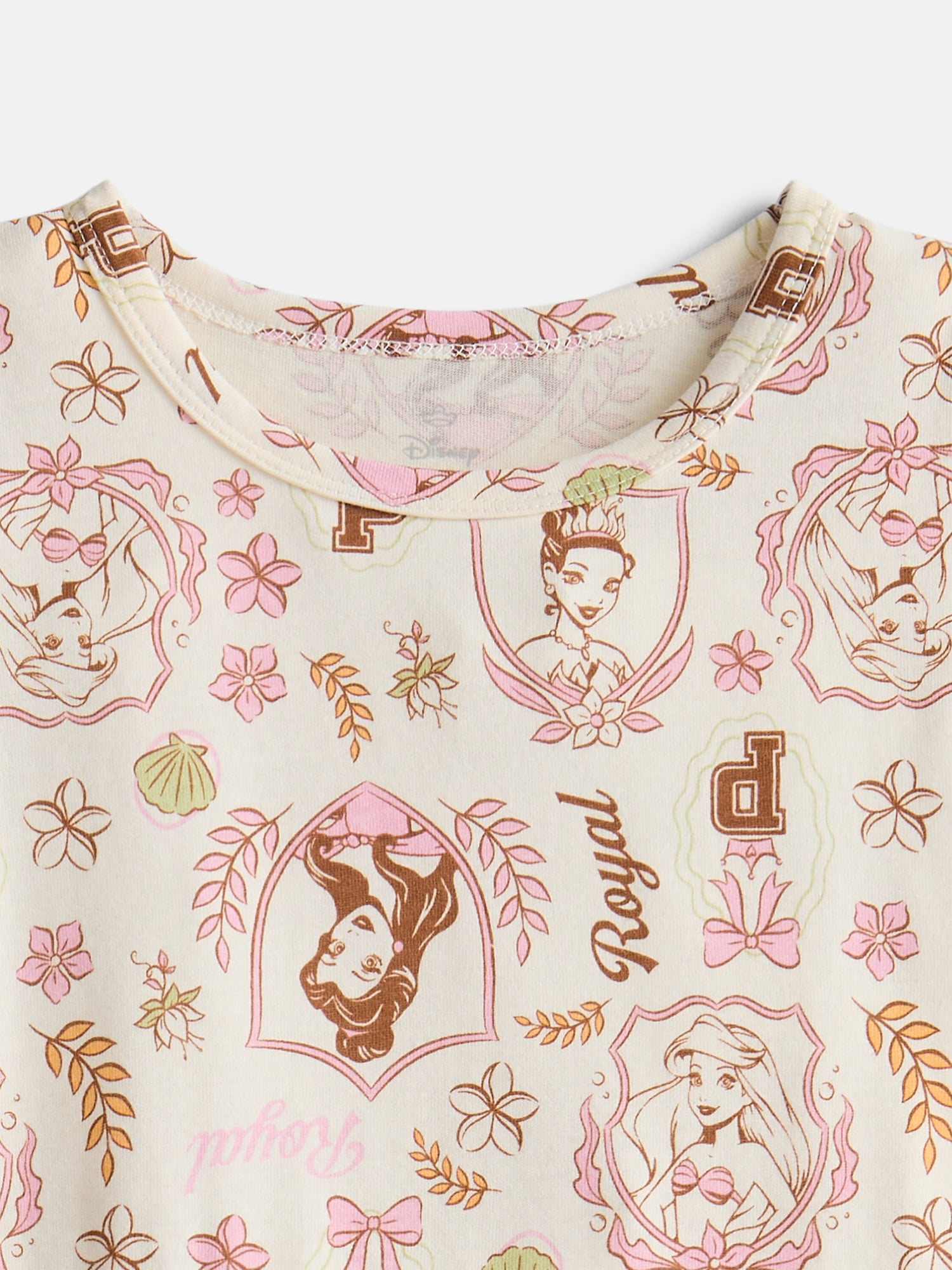 Disney Princess Girls Print Skater Dress with Short Sleeves, Sizes 4-12
