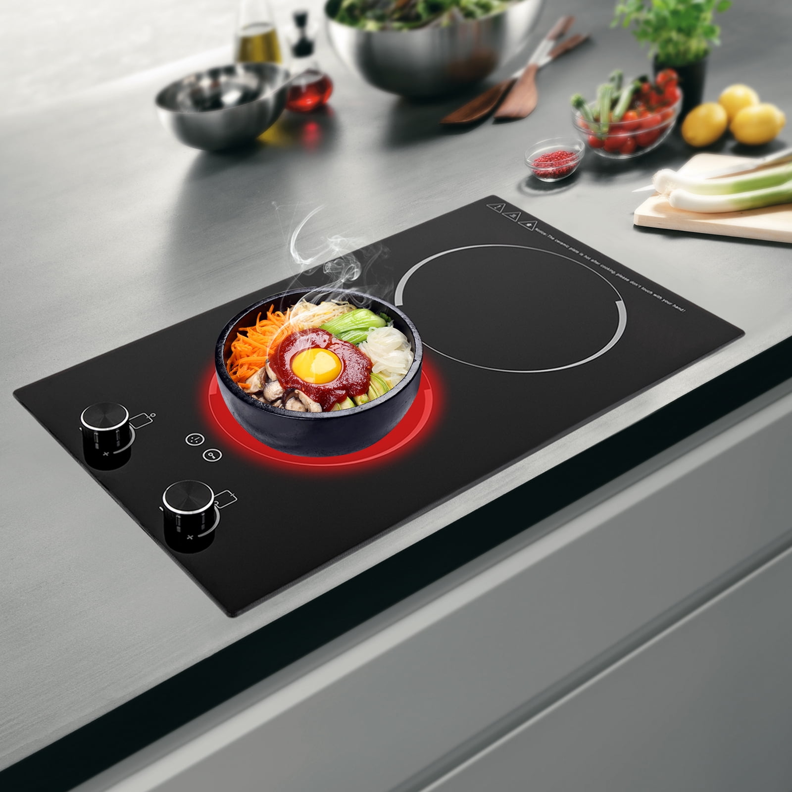 Electric Induction Cooktop 2 Burners Touch Control Child Lock Electric Stove Top 2100W