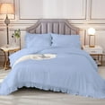 thumbnail image 5 of DNG Creations 5 Piece Vintage Ruffle Pattern Comforter Set Premium Ultra Soft 550 GSM All Season ( Full/Queen Size ) 100% Egyptian Cotton Solid Light Blue Colour, 5 of 8