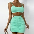 thumbnail image 2 of Conjunto de 2 piezas de traje de falda corta sin mangas sólido Sexy de moda de verano para mujer Pompotops  lopia989945, 2 of 8