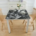 thumbnail image 4 of HAOXIT Waterproof Black and White Geometric Stripe Tablecloth - Perfect for Picnics 54''x54'', 4 of 8