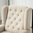 thumbnail image 5 of Demi Bonn 40" Modern Upholstered Armchair with High Back Button Tufted, Mid-Century Retro Wood Leg Chair for Living Room, Bedroom, Beige, 5 of 11