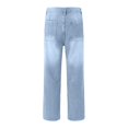 thumbnail image 4 of HSMQHJWE Bootcut Jeans for Women Stretchy Mid Rise Double Button Wash Solid 90s Straight Leg Jeans, 4 of 5