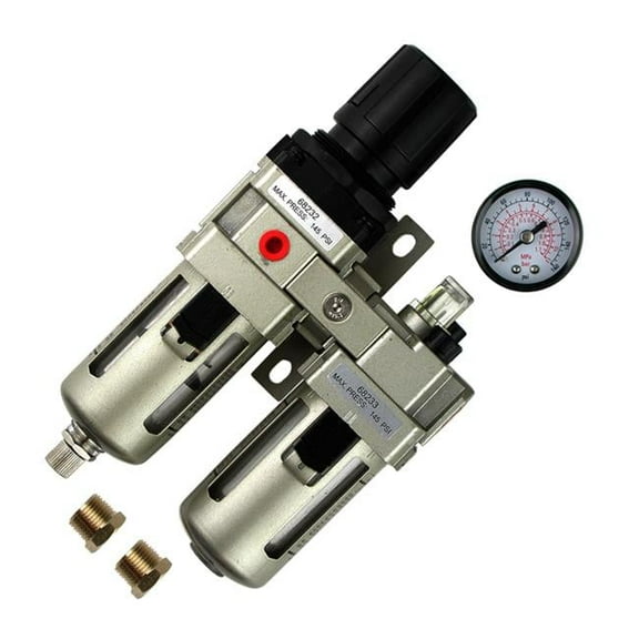 Primefit FRL3802G 0.37 in. Filter Regulator Lubricator 3 in 1 Combo with Gauge