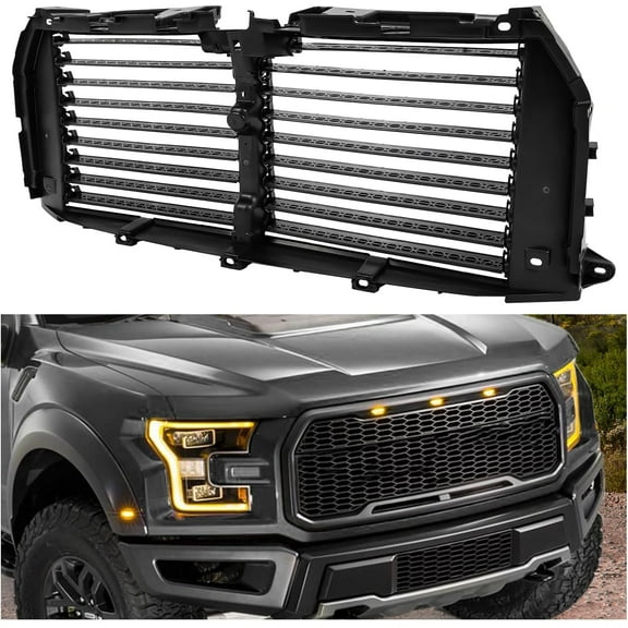 Kojem Front Upper Radiator Shutter Assembly for 2015-2017 Ford F-150 Replacement for FL3Z8475F