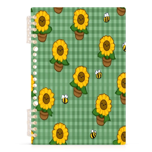 A5 Spiral Notebook 60 Sheets 80gsm Paper Ruled Journal Sunflower Flower Pot