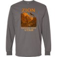 thumbnail image 3 of Inktastic Zion National Park Utah Vintage Landscape Art Long Sleeve T-Shirt, 3 of 5