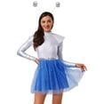 thumbnail image 6 of Aislor Womens Alien Space Cadet Rave Outfits Shiny Tulle Hem Dress with Headwear Blue M, 6 of 7