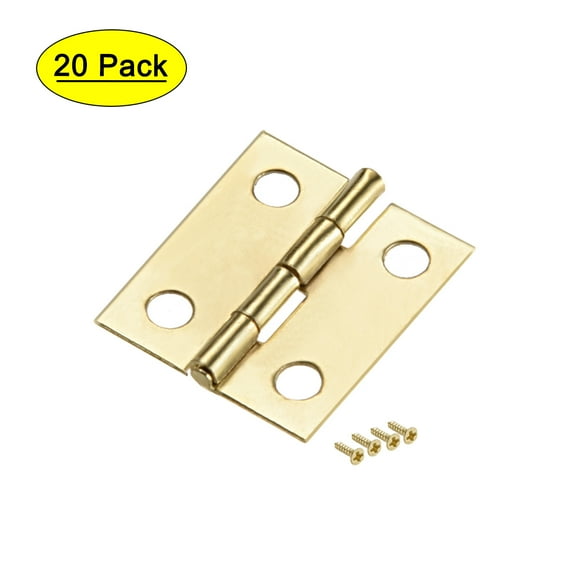 Uxcell 0.7" Small Hinge Case Wooden Box Hinges Fittings Golden Plain 20Pcs