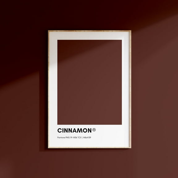 Cinnamon Pantone, Brown Pantone Print Poster, Brown Pantone Wall Art, Pantone Colors, Pantone Print, Color Swatch, Kitchen Art Wall Art, Modern Wall Decor, 8x12 UNFRAMED